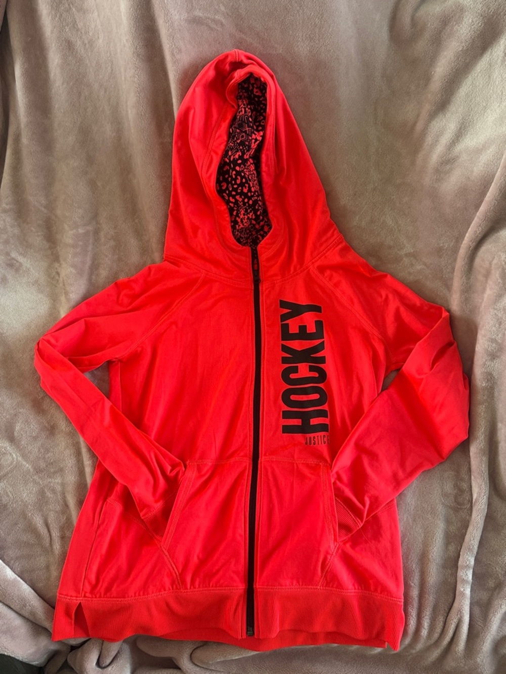 Justice Pink Hoodie with Black 'HOCKEY' Print